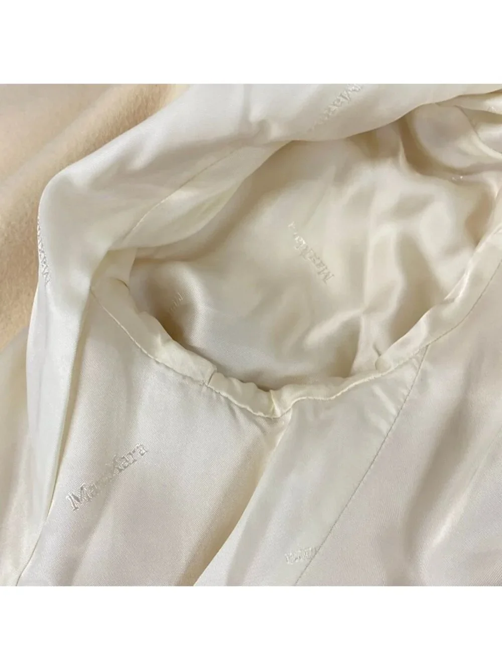 Max Mara Coat M Ivory Long Sleeve Winter Wool Cashmere 40